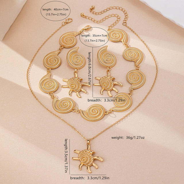 Holiday ocean series starfish turtle conch alloy necklace set