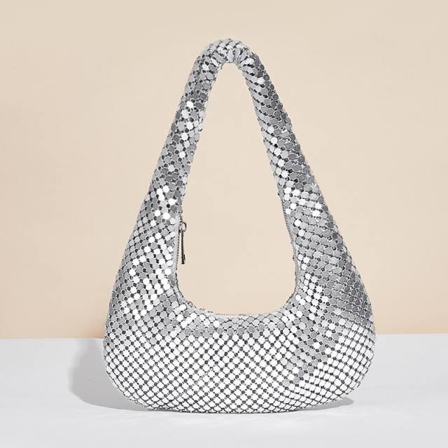 New women's underarm bag golden aluminum sheet evening bag