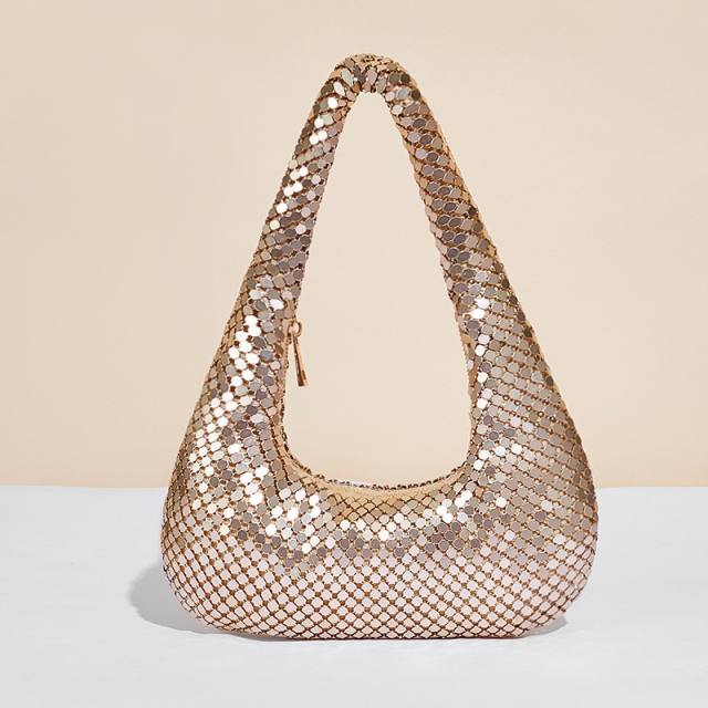 New women's underarm bag golden aluminum sheet evening bag