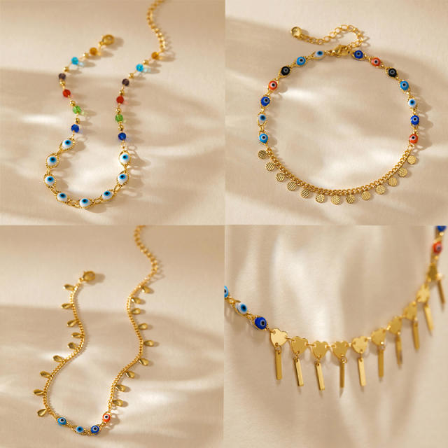 18KG evil eye bead copper anklet