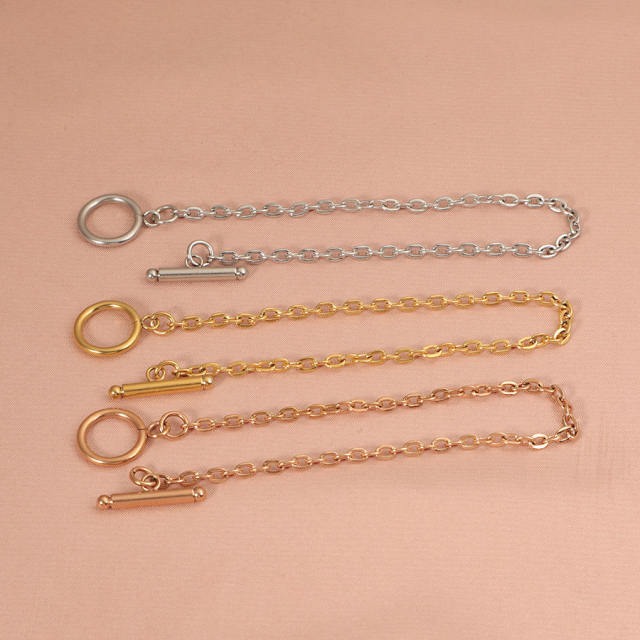 Personalized Geometric chain Necklace diy stainless steel bracelet toggle chain
