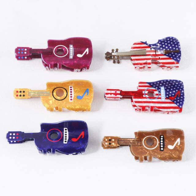 11cm creative Guitar PVC material hair claw clips