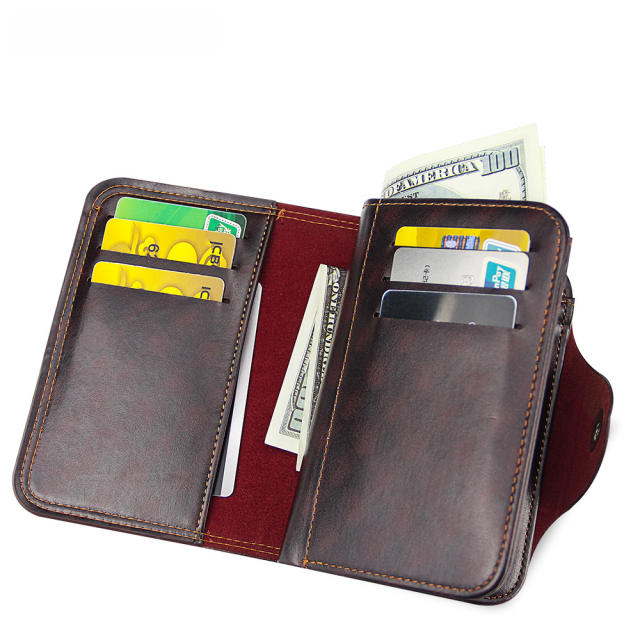 Men's Wallet Handmade Vintage Leather Multiple Card Slots Durable Zipper wallet