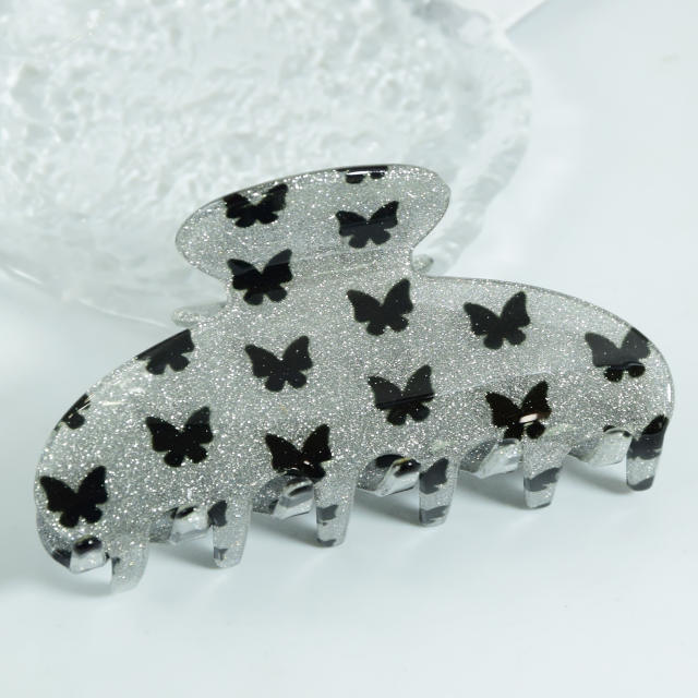 9cm Simple Large Clip Butterfly Print PVC Material hair claw clips