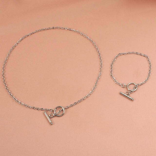 Personalized Geometric chain Necklace diy stainless steel bracelet toggle chain
