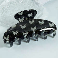 9cm Simple Large Clip Butterfly Print PVC Material hair claw clips