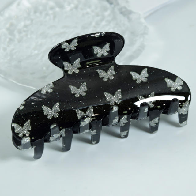 9cm Simple Large Clip Butterfly Print PVC Material hair claw clips