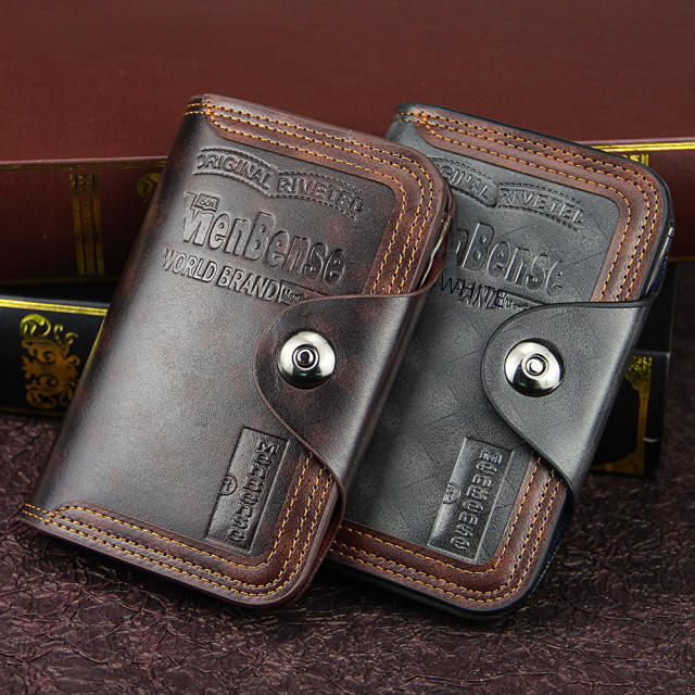 Men's Wallet Handmade Vintage Leather Multiple Card Slots Durable Zipper wallet