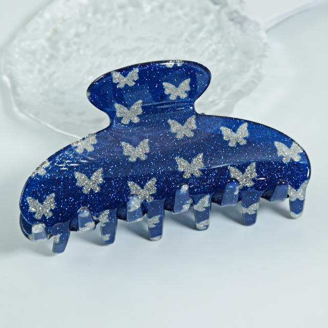 9cm Simple Large Clip Butterfly Print PVC Material hair claw clips