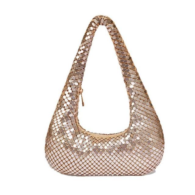 New women's underarm bag golden aluminum sheet evening bag