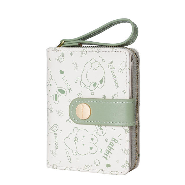 Cute bunny women's wallet girls' wallet short zipper texture student card holder