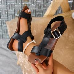 Plus size Belt Buckle Flat Hollow Sandals