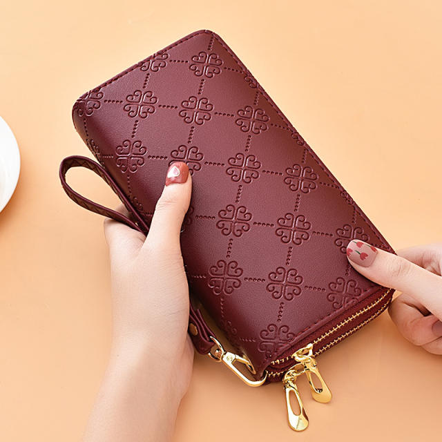 Long Women's Wallet Bright Leather Double Zipper Large Capacity Mobile Phone Bag