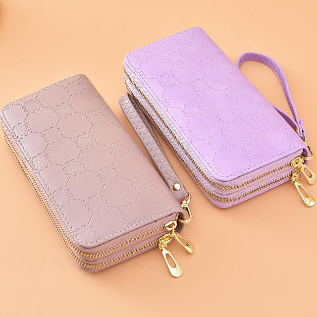 Long Women's Wallet Bright Leather Double Zipper Large Capacity Mobile Phone Bag