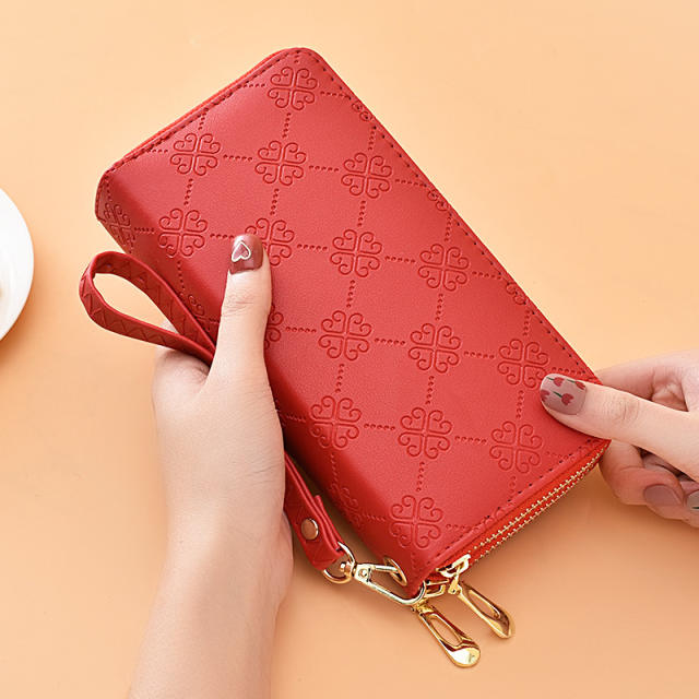 Long Women's Wallet Bright Leather Double Zipper Large Capacity Mobile Phone Bag