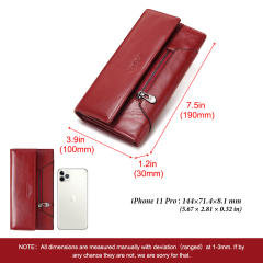 Long Genuine Leather Wallet for Women RFID Multi-Card Hand-Held Wallet