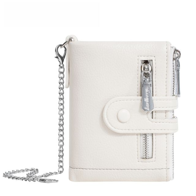 Ladies Wallet Multi-Card Slot Tri-Fold Multifunctional Zipper Coin Purse PU Leather wallet with chain