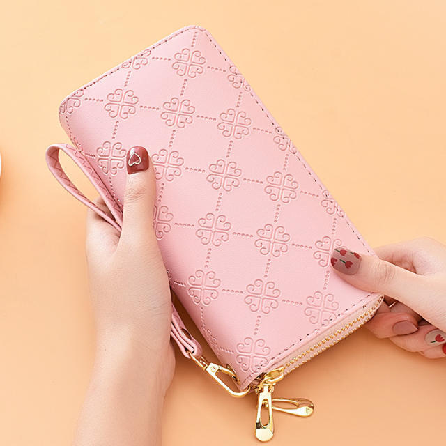 Long Women's Wallet Bright Leather Double Zipper Large Capacity Mobile Phone Bag