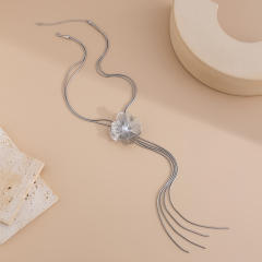 Personality stereo metal flower long necklace tassel necklace
