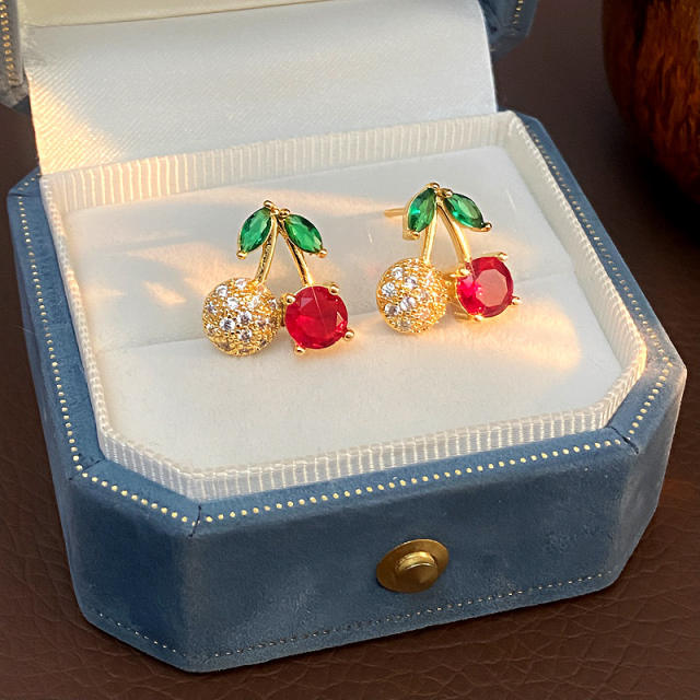 Hot sale sweet cherry diamond studs earrings