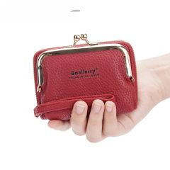 Ladies Short Zipper Wallet Mini Litchi Pattern Accordion Card Holder purse