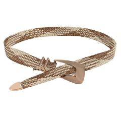 Summer New Ladies Belt Handmade Woven Straw Irregular Metal Buckle belt