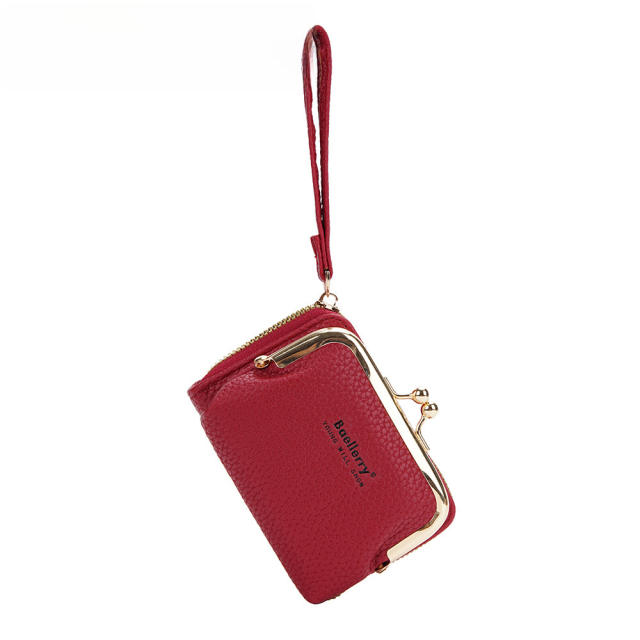 Ladies Short Zipper Wallet Mini Litchi Pattern Accordion Card Holder purse
