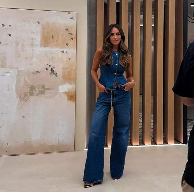 Amazon United States025 spring summer women's sleeveless vest fashion wide leg Denim suit