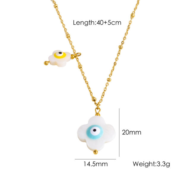 Summer new shell flower evil eye stainless steel necklace pendant necklace