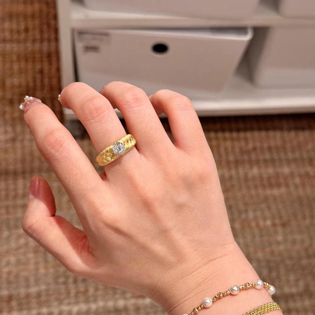 Italian handmade brushed style vintage diamond rings