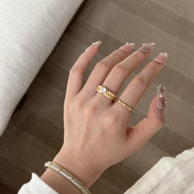 Italian handmade brushed style vintage diamond rings