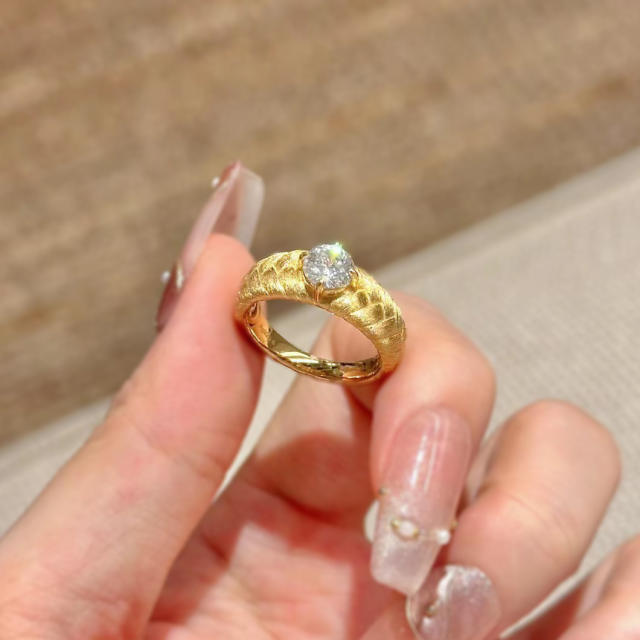 Italian handmade brushed style vintage diamond rings