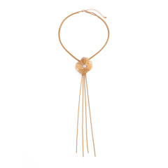 Personality stereo metal flower long necklace tassel necklace