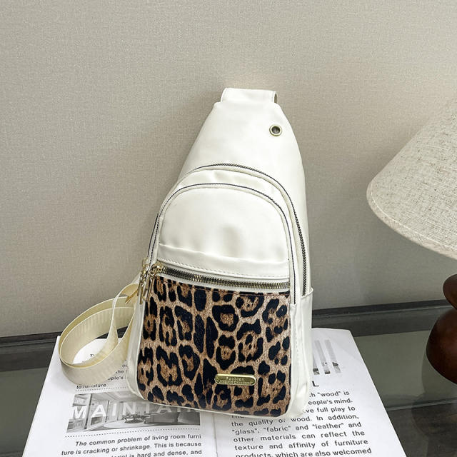 Summer leopard grain patter matching PU leather sling bag chest bag