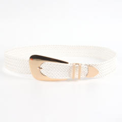 Summer New Ladies Belt Handmade Woven Straw Irregular Metal Buckle belt