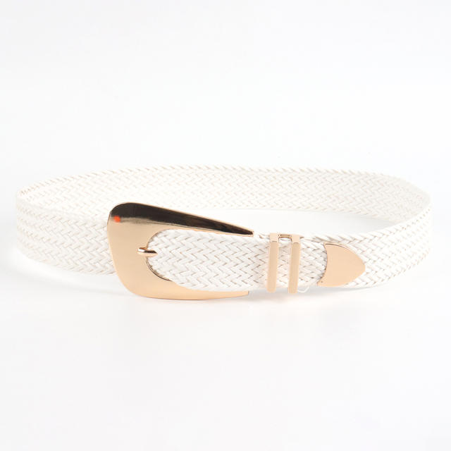 Summer New Ladies Belt Handmade Woven Straw Irregular Metal Buckle belt