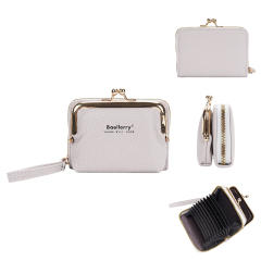 Ladies Short Zipper Wallet Mini Litchi Pattern Accordion Card Holder purse