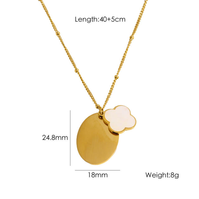 Summer new shell flower evil eye stainless steel necklace pendant necklace