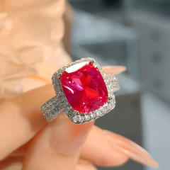 Luxury full diamond ruby cubic zircon statement rings