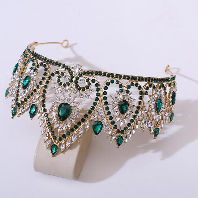 Luxury colorful rhinestone statement wedding crown