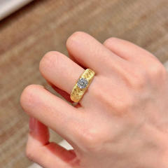 Italian handmade brushed style vintage diamond rings