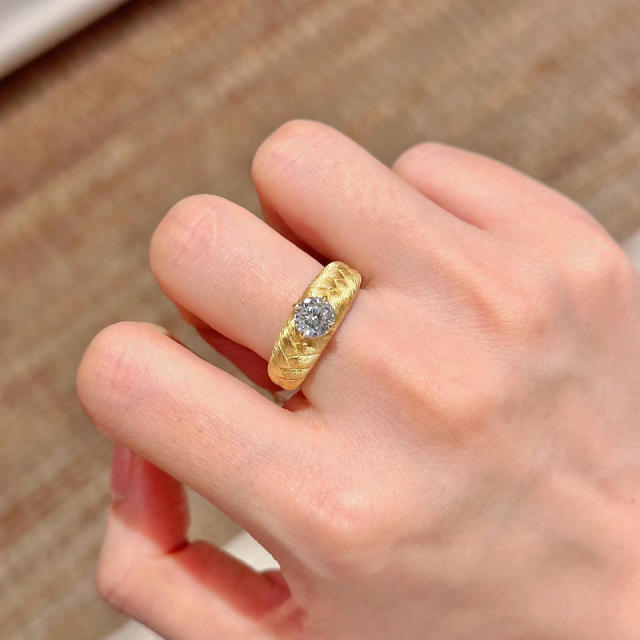 Italian handmade brushed style vintage diamond rings