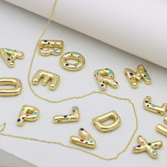 Amazon Hot Gold Solid Balloon Bubble 26 English Letter initial letter pendant