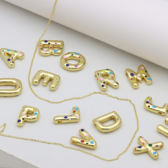 Amazon Hot Gold Solid Balloon Bubble 26 English Letter initial letter pendant
