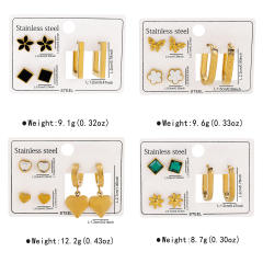 Hot sale 3 pair stainless steel earrings set studs earrings set