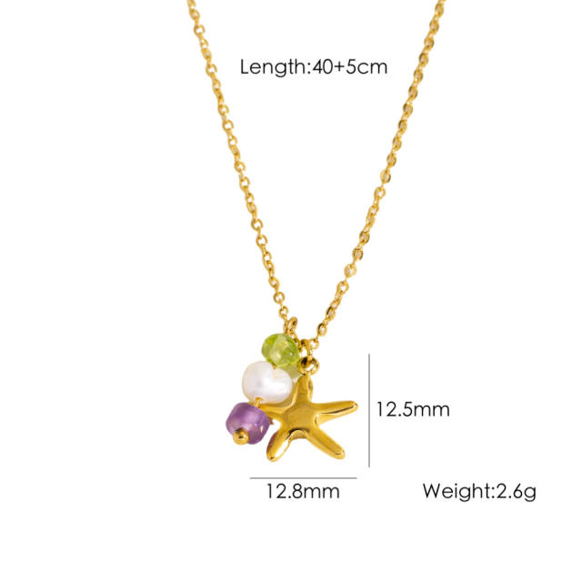 Summer new shell flower evil eye stainless steel necklace pendant necklace