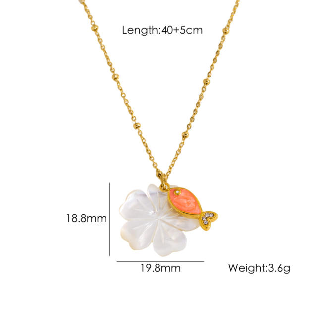Summer new shell flower evil eye stainless steel necklace pendant necklace