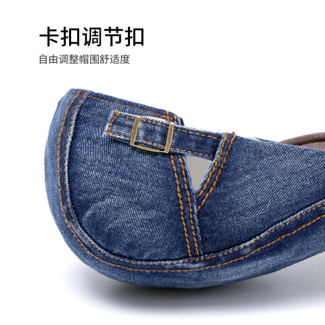 Amazon New Washed Denim Hat Men's Light Plate Forward Cap British Cap Women's Beret Octagonal Cap