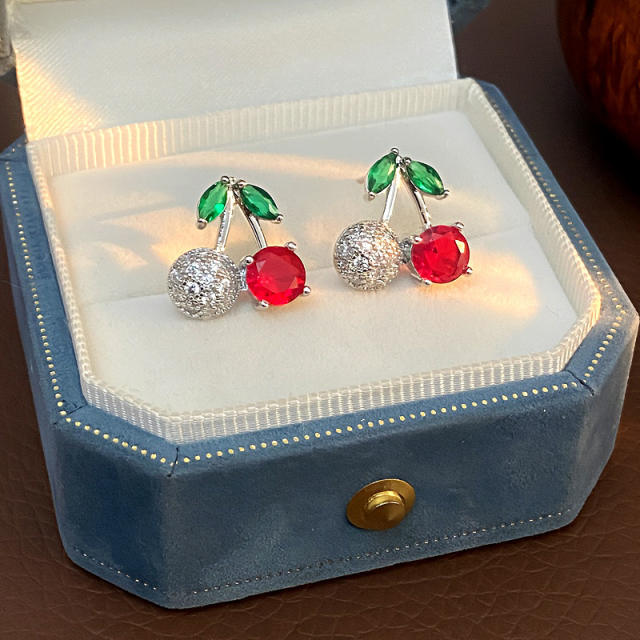 Hot sale sweet cherry diamond studs earrings
