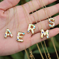 Amazon Hot Gold Solid Balloon Bubble 26 English Letter initial letter pendant
